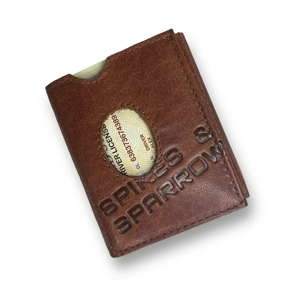 Spikes And Sparrow Austin Brandy Brown Leather Trifold Snap Wallet RFID Protect